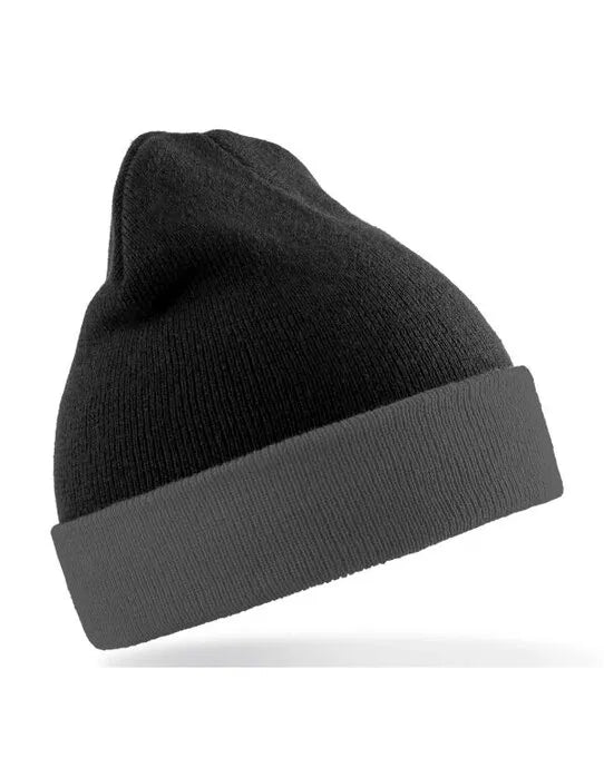 Result Recycled Black Compass Beanie rc930x - - Customisable Caps