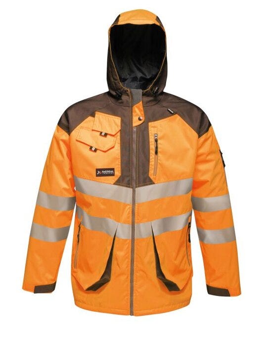 Regatta High Visibility Regatta Hi Vis Parka Jacket - TRA340 - Orange Grey - Customisable MENS OUTER JACKETS