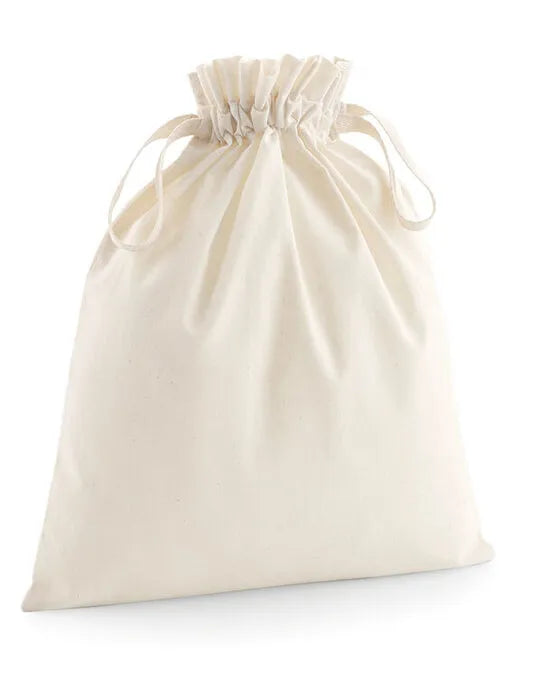 Westford Mill Soft Cotton Drawcord Bag w118 - - Customisable Bags