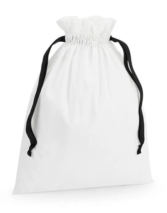 Westford Mill Cotton Bag W Ribbon Cord w121 - - Customisable Bags
