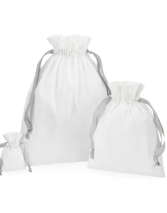 Westford Mill Cotton Bag W Ribbon Cord w121 - - Customisable Bags