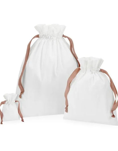 Westford Mill Cotton Bag W Ribbon Cord w121 - - Customisable Bags