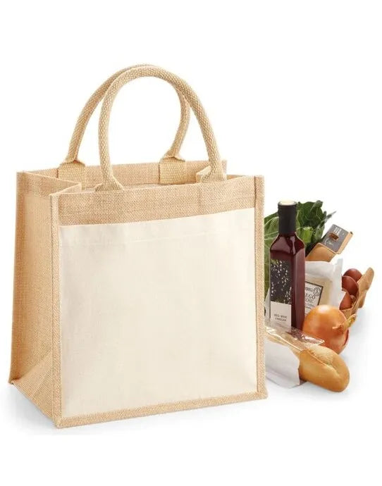 Westford Mill Pocket Jute Midi Tote w426 - - Customisable Bags