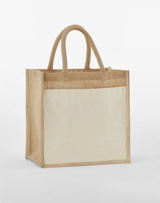 Westford Mill Pocket Starch Jute Tote w483 - - Customisable Bags