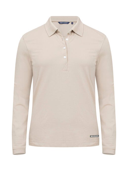 Cutter &amp; Buck C&amp;B Ladies Advantage Long Sleeve Polo - CB354439 - Beige - Customisable Ladies Long Sleeve Polo Shirts