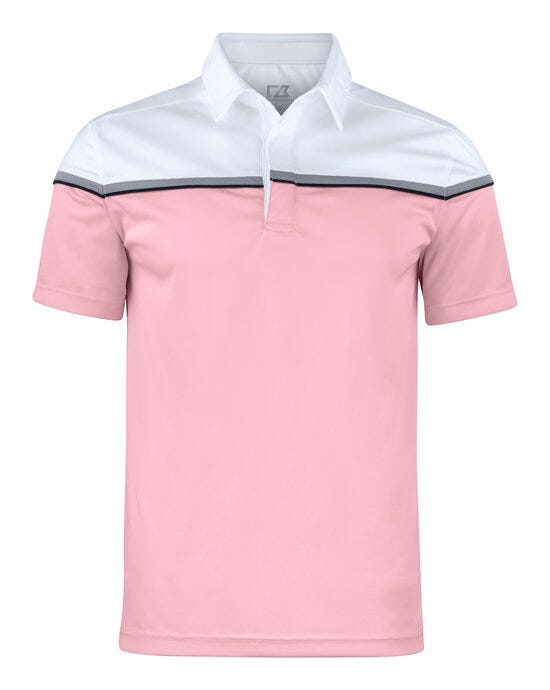 Cutter &amp; Buck C&amp;B Seabeck Polo - CB354428 - Pink White - Customisable MENS SHORT SLEEVE POLO SHIRTS