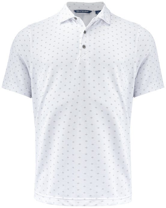 Cutter &amp; Buck C&amp;B Virtue Polo Printed - CB354432 - White - Customisable MENS SHORT SLEEVE POLO SHIRTS