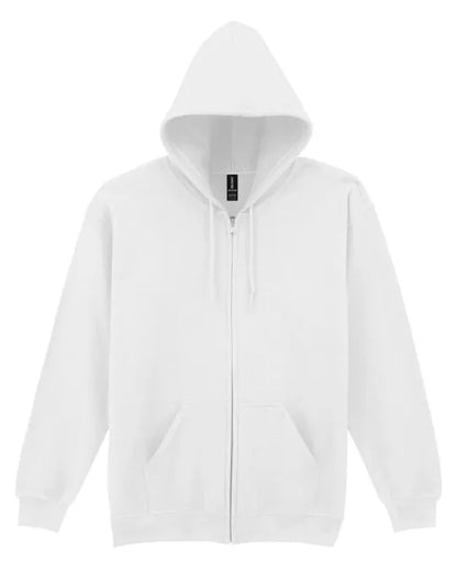 Gildan Heavy Blend Adult Zip Hood Sweat - White - 18600 - - Customisable Sweatshirts And Hoodies