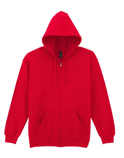 Gildan Heavy Blend Adult Zip Hood Sweat - Red - 18600 - - Customisable Sweatshirts And Hoodies