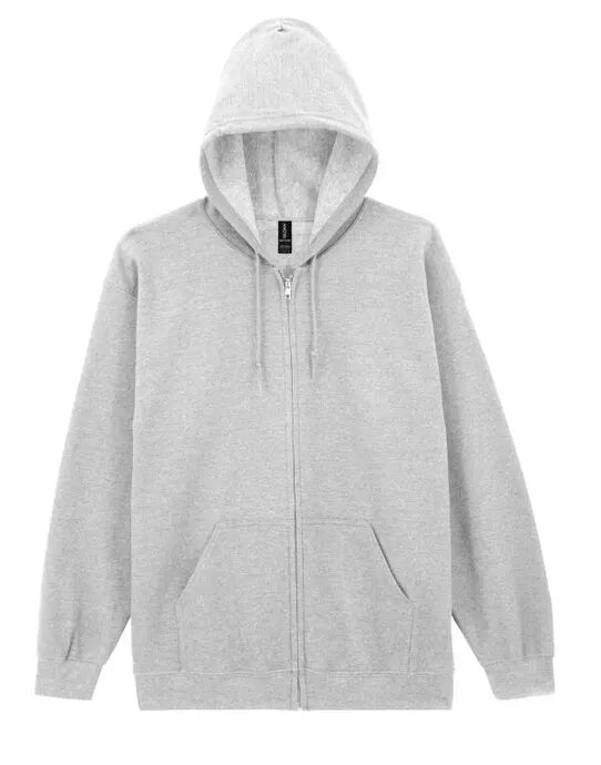 Gildan Heavy Blend Adult Zip Hood Sweat - Ash Grey - 18600 - - Customisable Sweatshirts And Hoodies