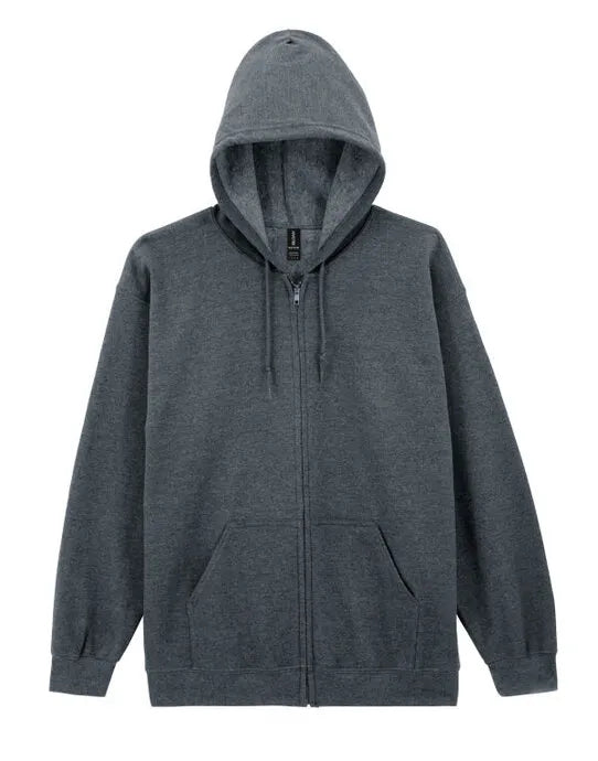 Gildan Heavy Blend Adult Zip Hood Sweat - Dark Heather - 18600 - - Customisable Sweatshirts And Hoodies