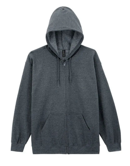 Gildan Heavy Blend Adult Zip Hood Sweat - Dark Heather - 18600 - - Customisable Sweatshirts And Hoodies