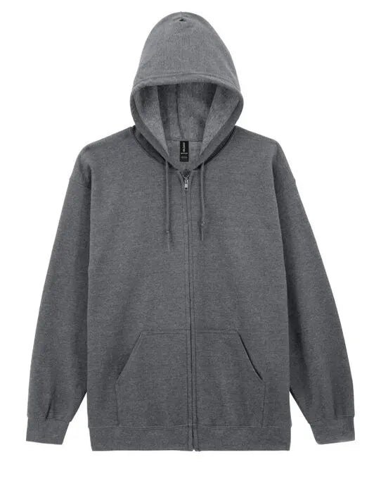 Gildan Heavy Blend Adult Zip Hood Sweat - Graphite Heather - 18600 - - Customisable Sweatshirts And Hoodies