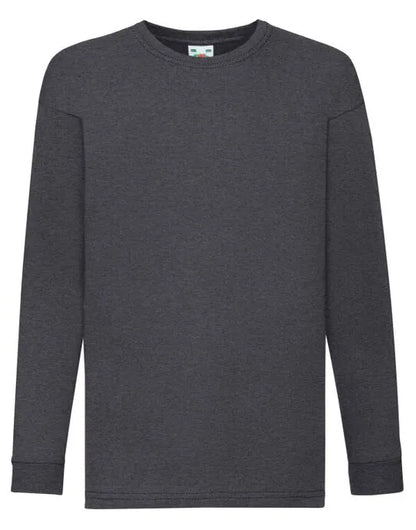 Kids Valueweight Long Sleeve T 61007 - Dark Heather - Customisable T-Shirt