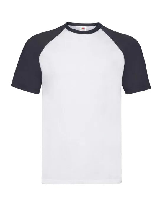 Mens Valueweight SS Baseball T 61026 - White Deep Navy - Customisable T-Shirt