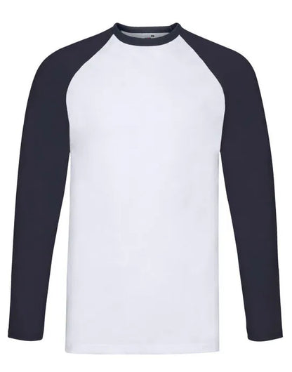 Mens Valueweight LS Baseball T 61028 - White Deep Navy 3XL - Customisable T-Shirt