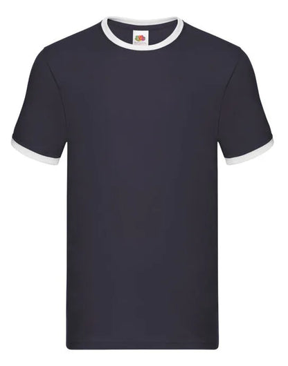 FOTL Mens Valueweight Ringer T 61168 - Navy White - Customisable T-Shirt