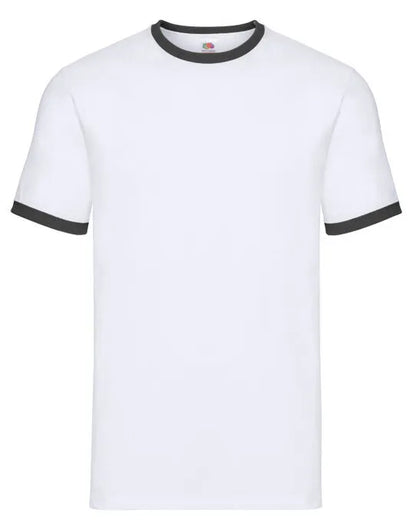 FOTL Mens Valueweight Ringer T 61168 - White Black M - Customisable T-Shirt