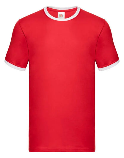 FOTL Mens Valueweight Ringer T 61168 - Red White - Customisable T-Shirt