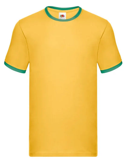FOTL Mens Valueweight Ringer T 61168 - Sunflower Kelly Green - Customisable T-Shirt