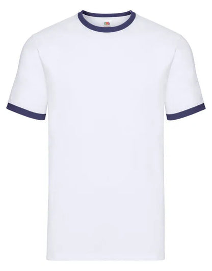 FOTL Mens Valueweight Ringer T 61168 - White Navy - Customisable T-Shirt