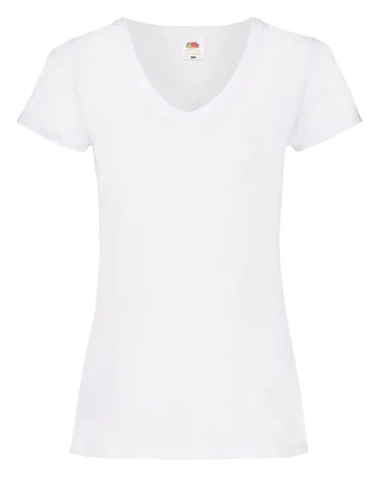 Ladies Valueweight V Neck T 61398 - White - Customisable T-Shirt