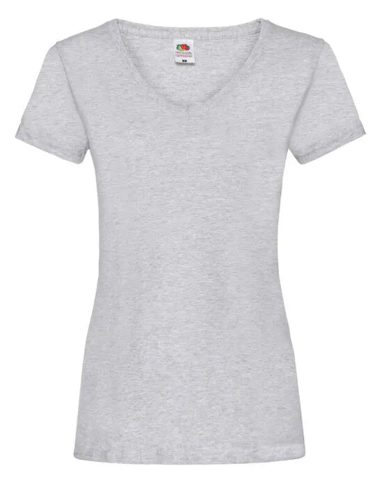 Ladies Valueweight V Neck T 61398 - Heather Grey - Customisable T-Shirt