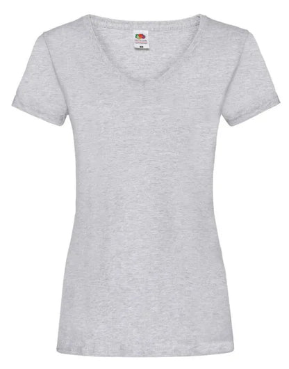 Ladies Valueweight V Neck T 61398 - Heather Grey - Customisable T-Shirt