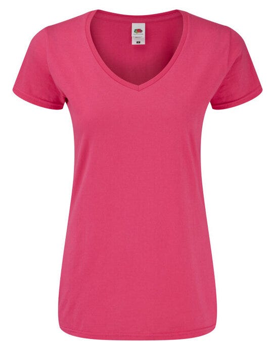 FOTL Ladies Iconic 150 V-Neck T - 61444 - Fuchsia - Customisable Ladies Short Sleeve T-Shirts
