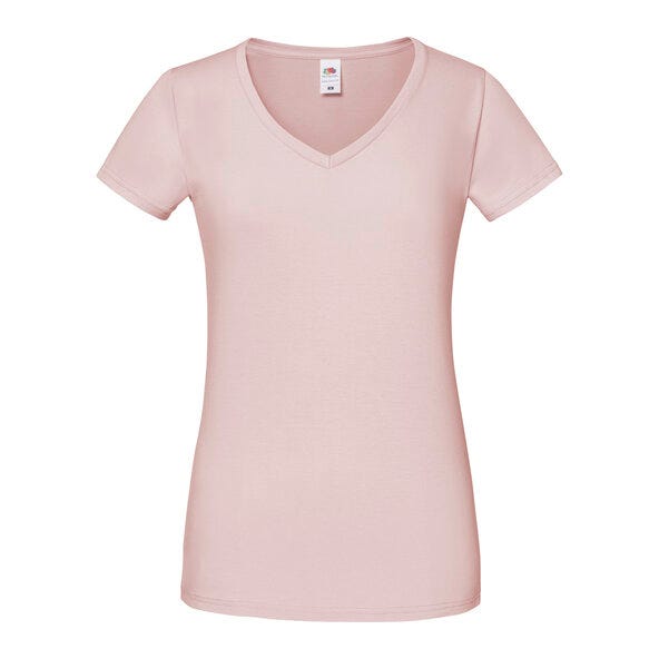 FOTL Ladies Iconic 150 V-Neck T - 61444 - Powder Rose - Customisable Ladies Short Sleeve T-Shirts