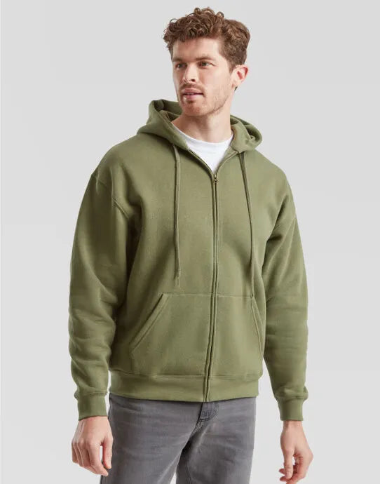 Mens Premium Hooded Sweat Jacket 62034 - Classic Olive - Customisable Sweatshirts