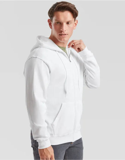 Mens Classic Hooded Sweat Jacket 62062 - White - Customisable Jacket