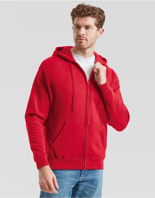 Mens Classic Hooded Sweat Jacket 62062 - Red - Customisable Jacket