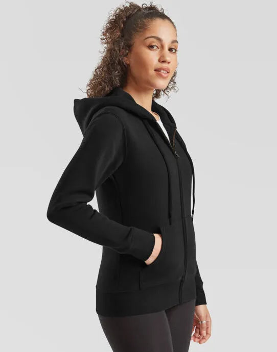 Ladies Premium Hooded Sweat Jacket 62118 - Black - Customisable Sweatshirts