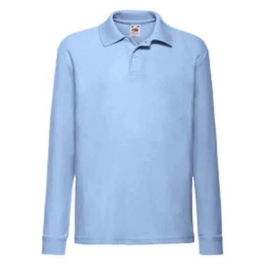 Kids 6535 Long Sleeve Polo 63201 - Sky Blue - Customisable Polos