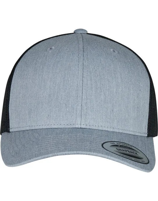 Flexfit By Yupoong Flexfit Retro Trucker Two Tone Cap 6606t - Heather Black O S - Customisable Caps