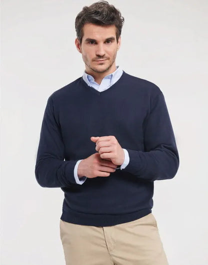 Russell Collection Mens VNeck Pullover 710m - - Customisable Corporate Wear