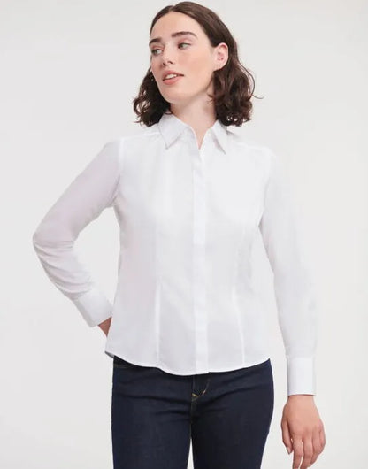 Russell Collection Lady LS Fitted Poplin 924F - - Customisable Shirts