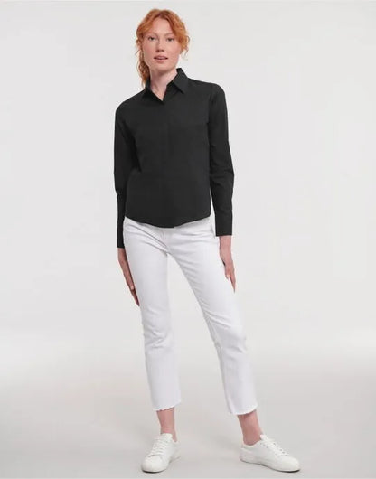 Russell Collection Lady LS Fitted Poplin 924F - - Customisable Shirts