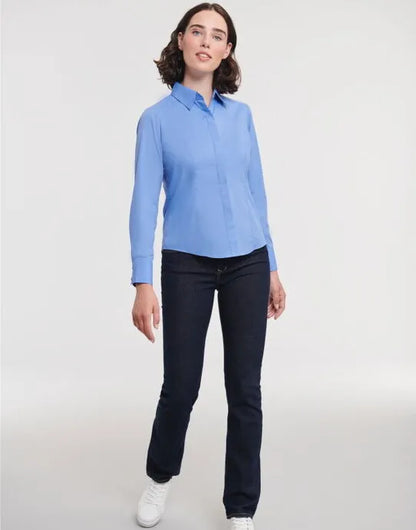 Russell Collection Lady LS Fitted Poplin 924F - - Customisable Shirts