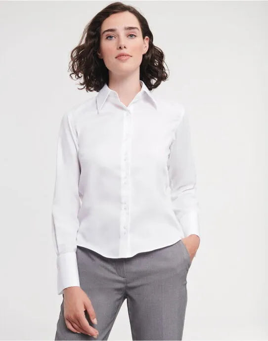 Russell Collection Lady LS NonIron Shirt 956F - - Customisable Shirts
