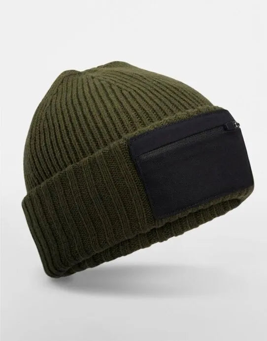 Beechfield Zip Patch Beanie B334R - - Customisable Beanies