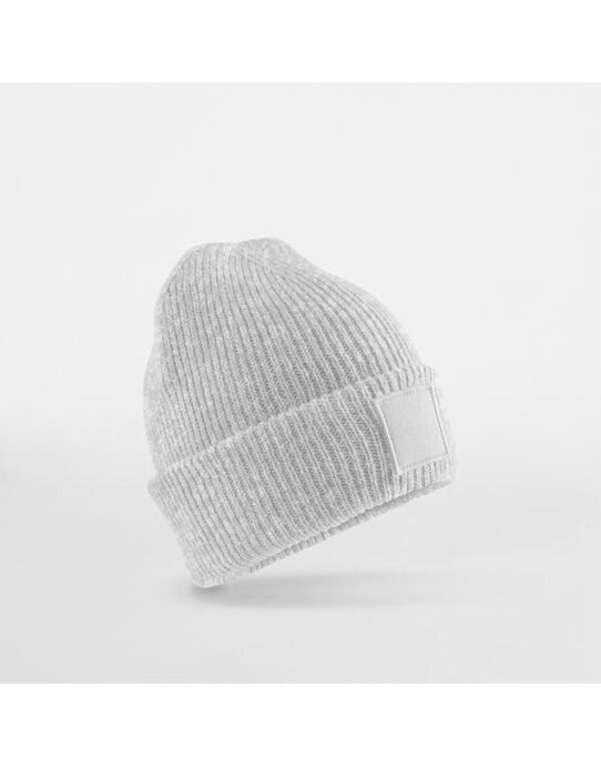 Kids Cuff Tonal Patch Beanie - B336B - Cloudy Grey