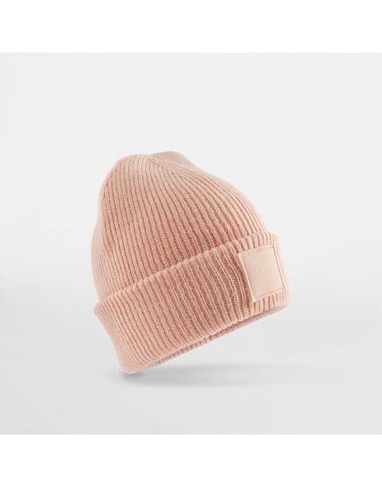 Kids Cuff Tonal Patch Beanie - B336B - Peach
