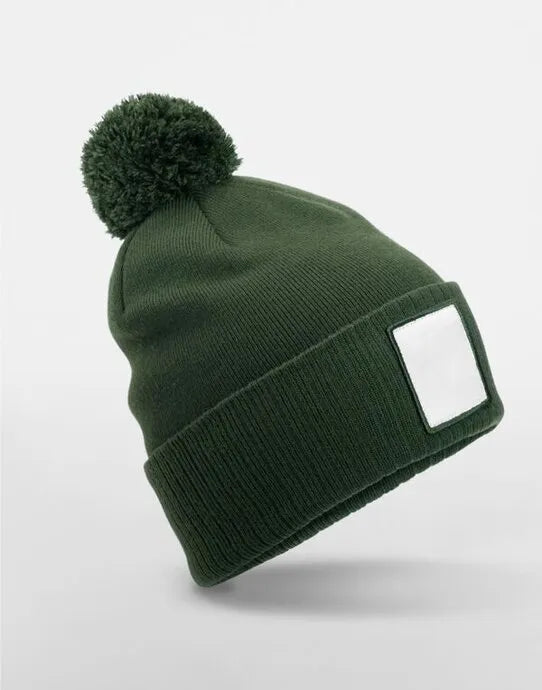 Beechfield Appliqu√© Patch Pom Beanie B338R - - Customisable Beanies