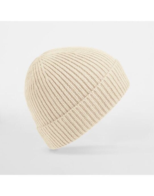Engineered Knit Ribbed Beanie - B380 - Oat O S - Customisable Beanies