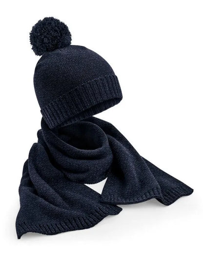 Beechfield Knitted Scarf&amp;Beanie Gift Set B401 - - Customisable Scarf