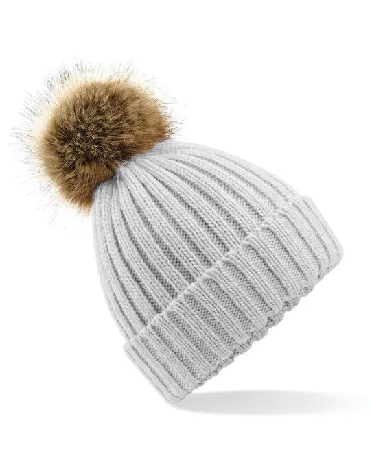 Beechfield Fur Pop Pom Chunky Beanie B412 - - Customisable Beanies