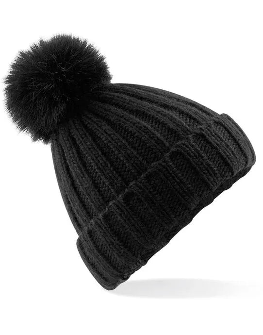 Beechfield Verbier Fur Pop Pom Beanie B413 - - Customisable Beanies