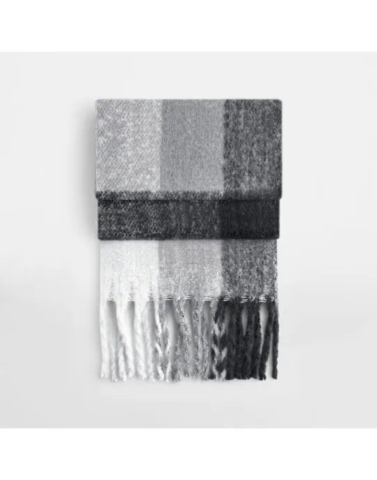 Fluffy Check Scarf - B494R - - Customisable Scarves And Neckwear